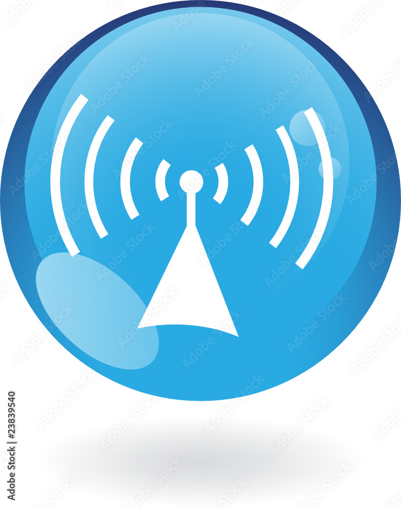 Glossy radio in blue button isolated on white Glossy radio in blue button isolated on white