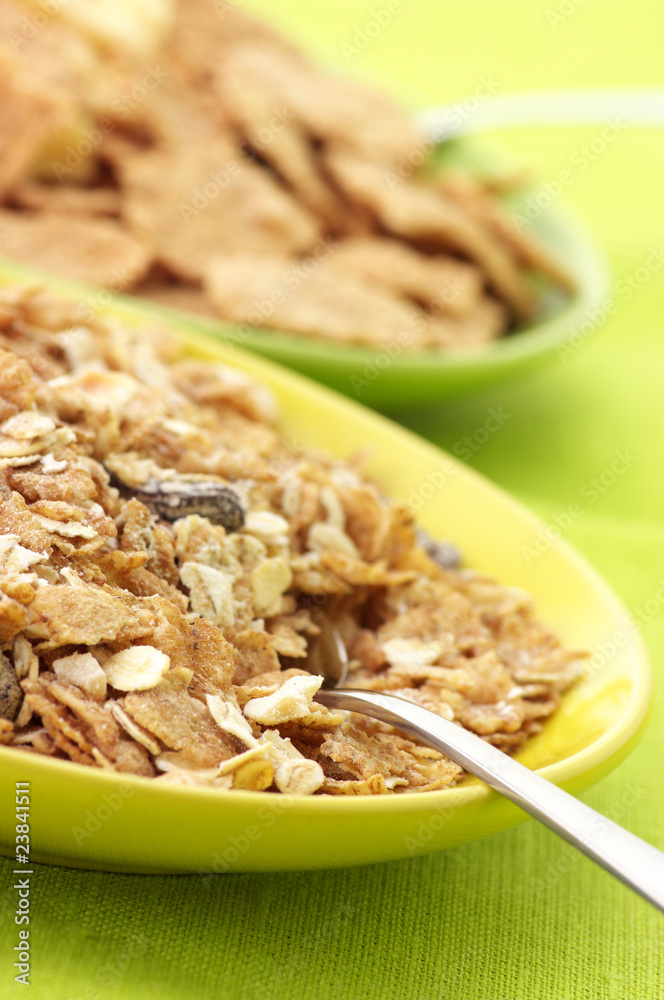Breakfast cereal in plates Breakfast cereal in plates