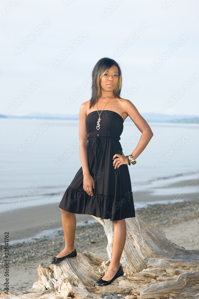 Mixed race girl on a beach