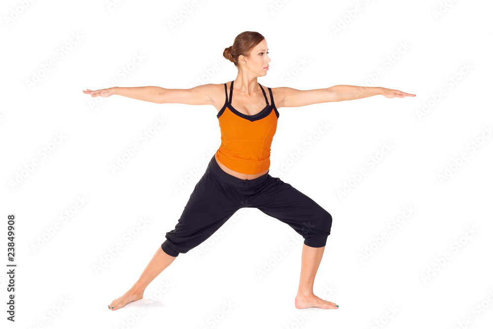 Fit Attractive Woman Practicing Yoga Exercise Fit Attractive Woman Practicing Yoga Exercise