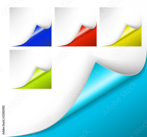 colorful papers with a curl