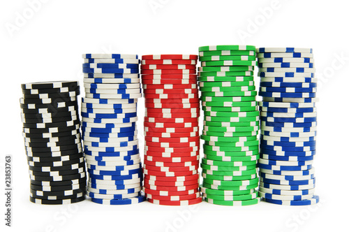 Casino chips isolated on the white background