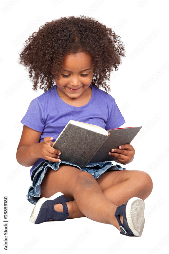 Student little girl reading with a book Student little girl reading with a book