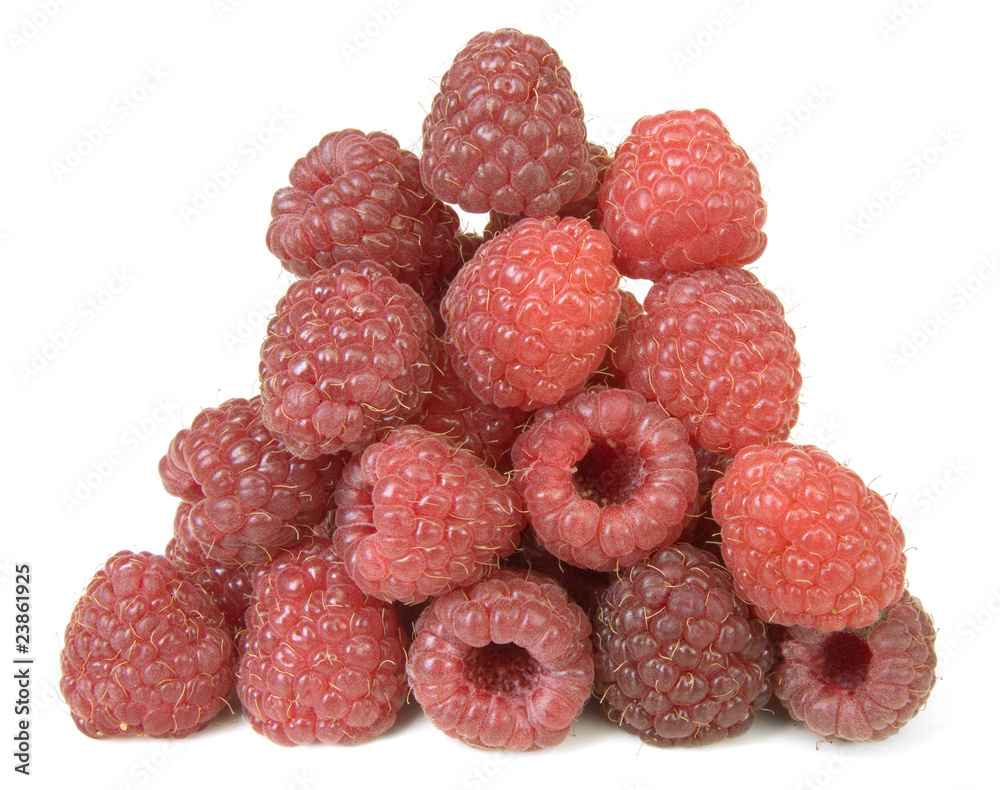 Ripe Raspberry pyramid isolated on white background Ripe Raspberry pyramid isolated on white background