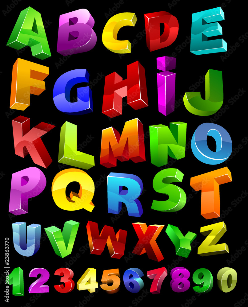 Fototapeta premium full alphabet with numerals