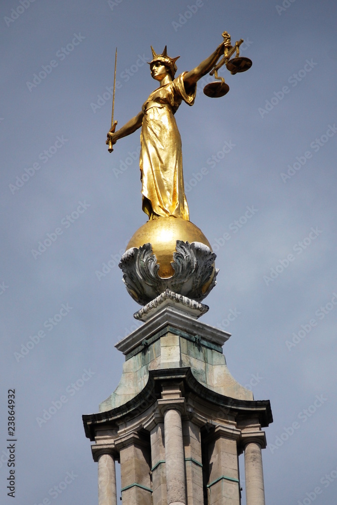 Golden Statue of Justice on the Old Bailey Courthouse, London