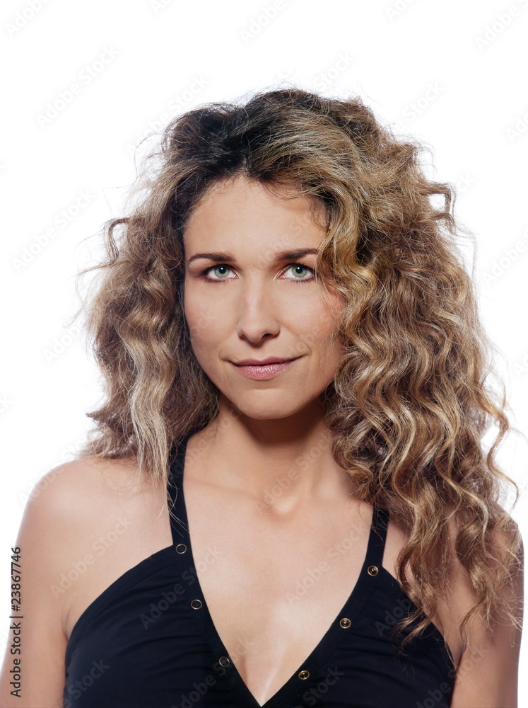 Beautiful expressive curly hair Woman Beautiful expressive curly hair Woman