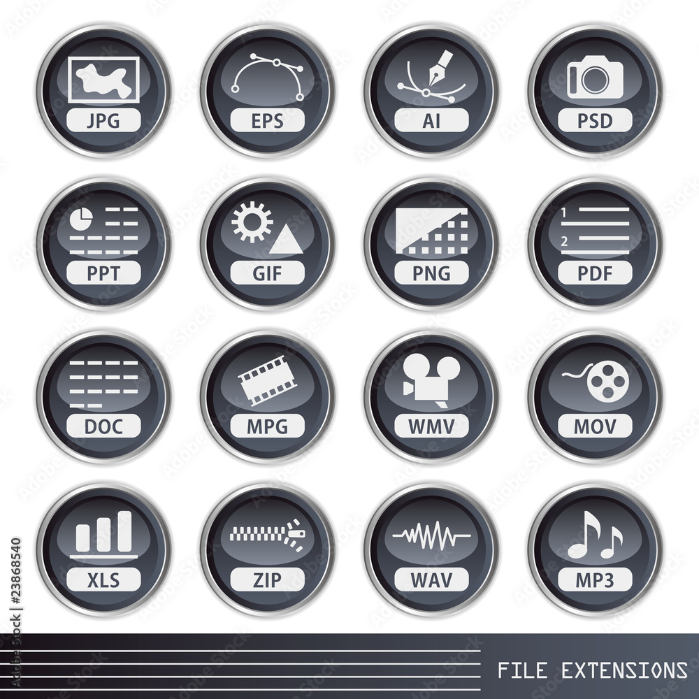 File extensions icons set