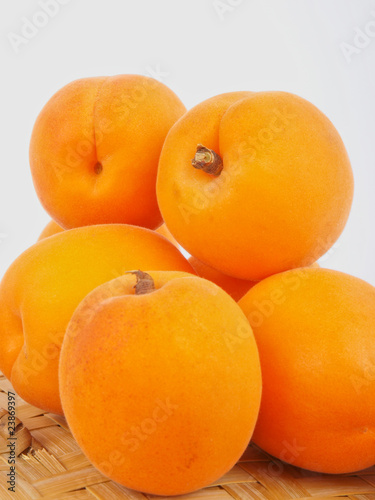 peach, closeup on white background