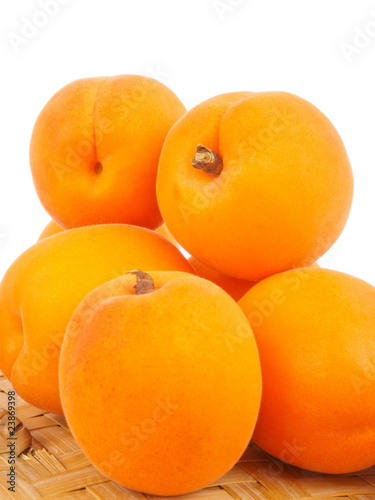 peach, closeup on white background