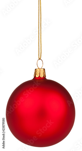 Red Christmas bauble with clipping path