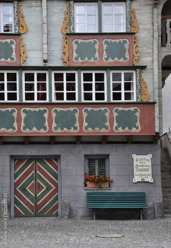 andermatt, decorazione di facciata policroma andermatt, decorazione di facciata policroma