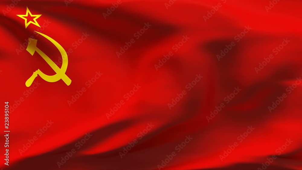 Creased former Soviet unionsatin flag with seams