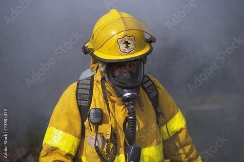 Fireman In Front Of Smoke photo