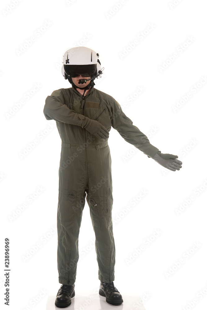 Military pilot marshalling aircraft Military pilot marshalling aircraft