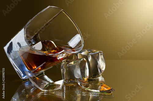 broken glass of whisky