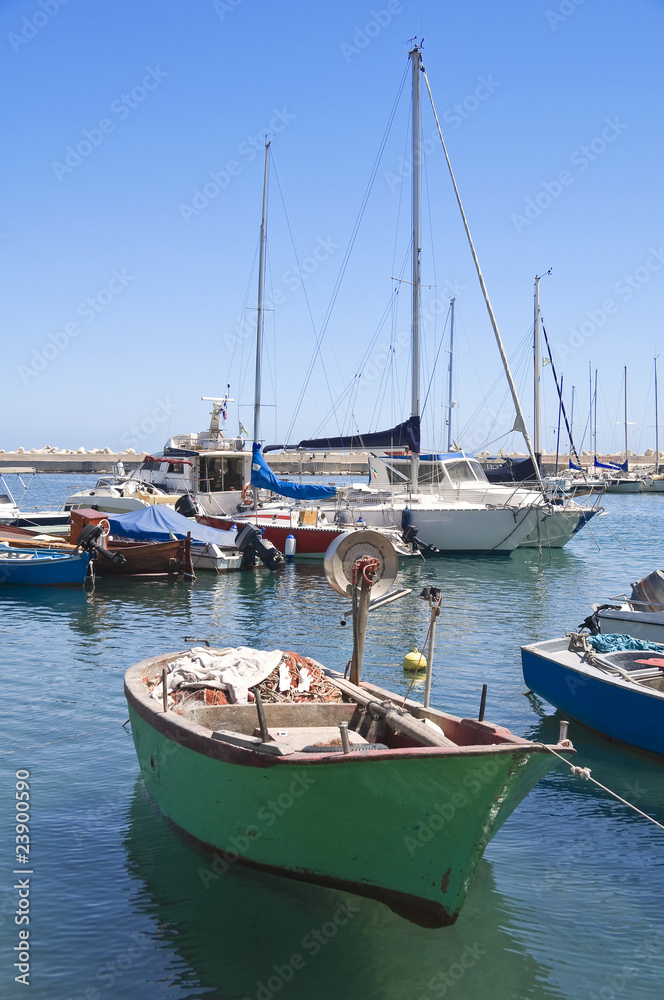 Fototapeta premium Boats moored in Giovinazzo port. Apulia.