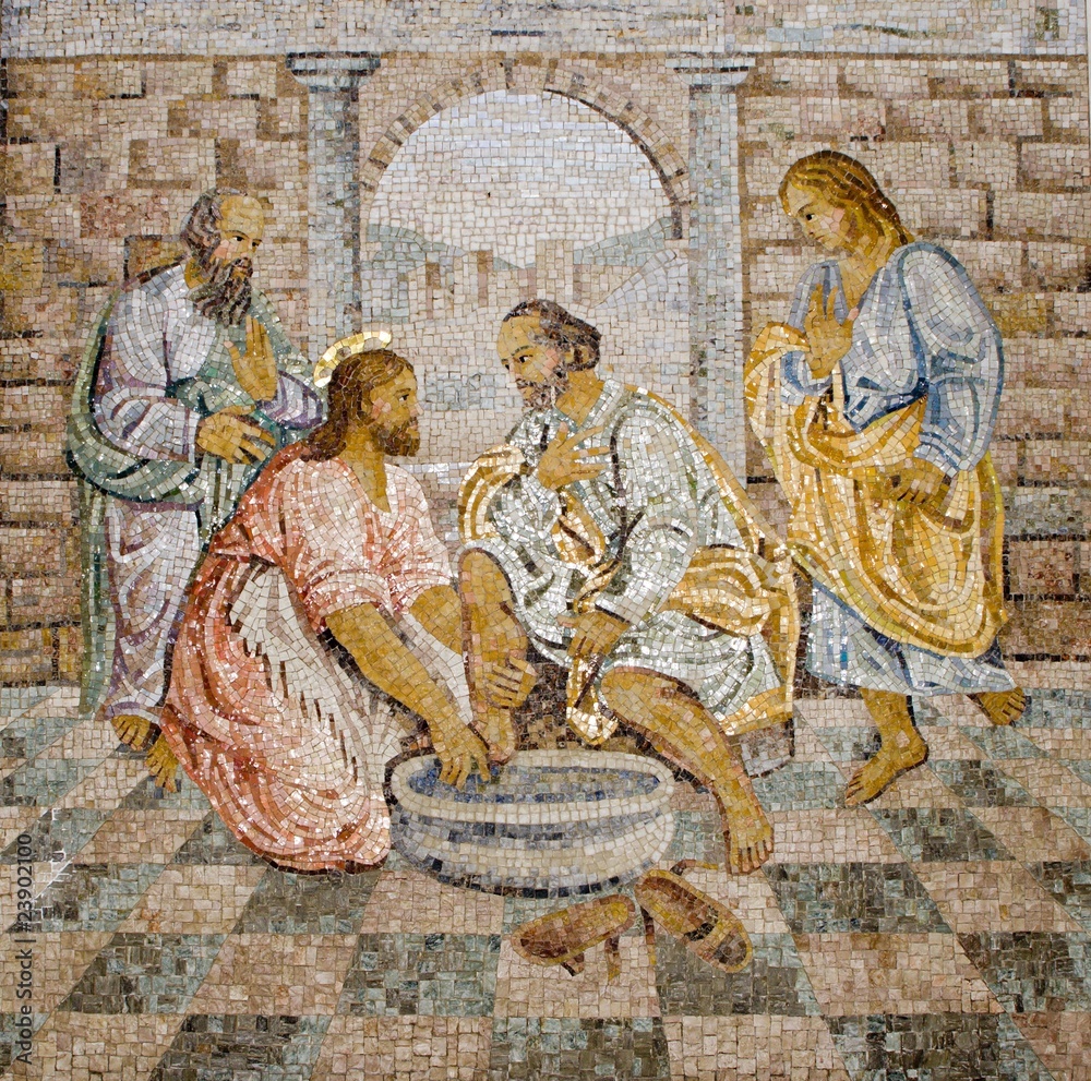 Naklejka premium Rome - mosaic - feet washing from