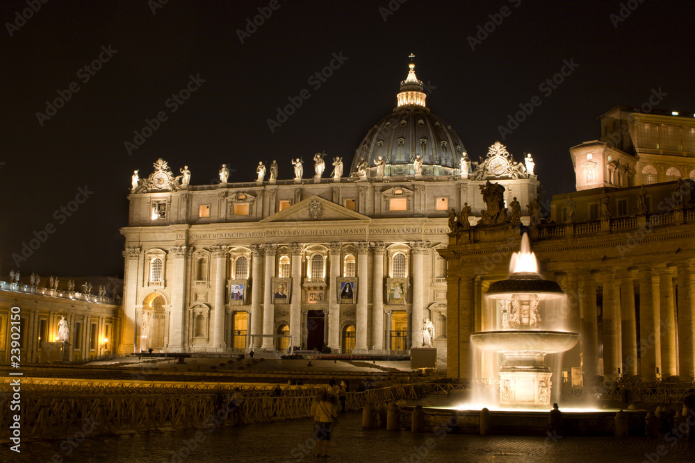 Rome - fountain for the basilica of st. Peter - night