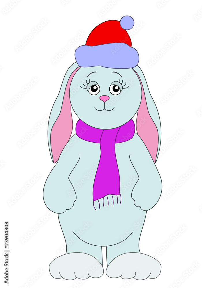 Hare in a cap of Santa Claus Hare in a cap of Santa Claus