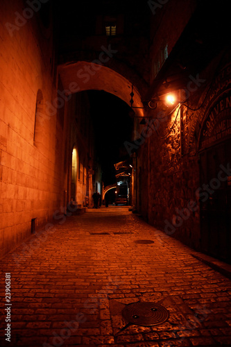 Empty streets at night in Jerusalem