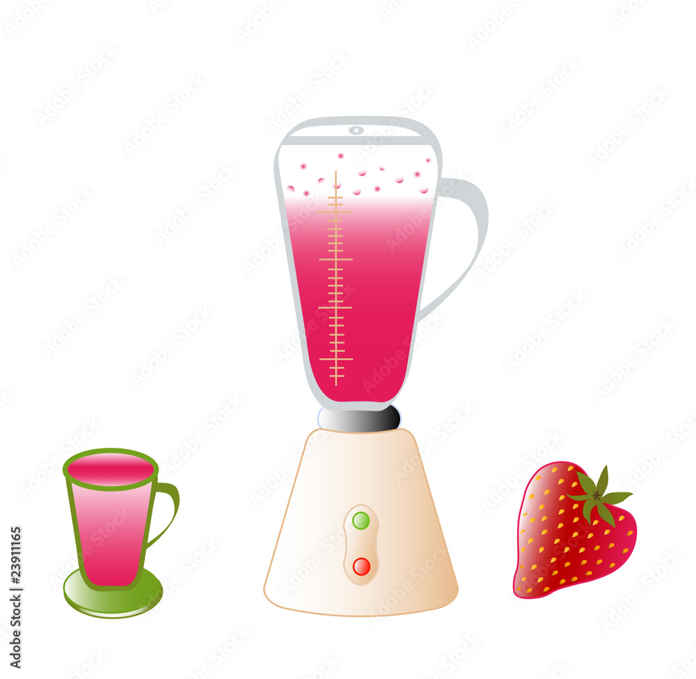 Blender, cocktail, strawberry, objects white isolated, Blender, cocktail, strawberry, objects white isolated,