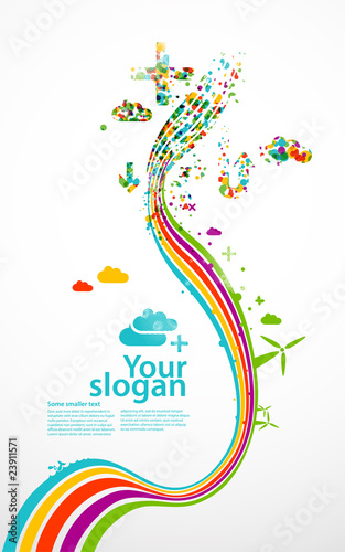 creative rainbow eco illustration - vertical