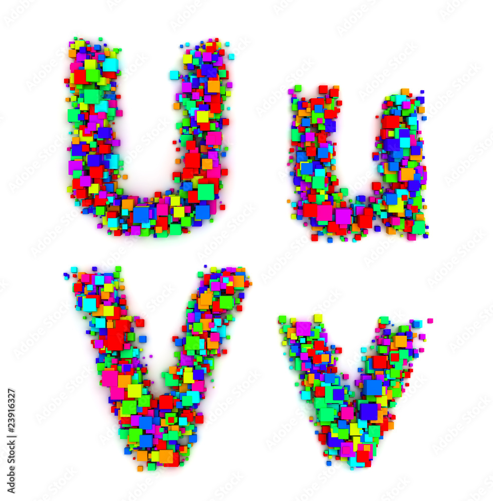 Letters made of colorful boxes Letters made of colorful boxes
