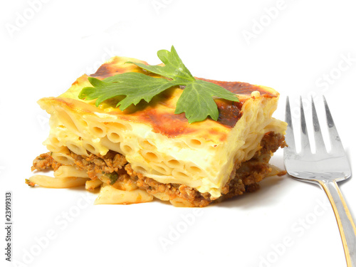 Casserole of macaroni . Greek pastitsio. Lasagna