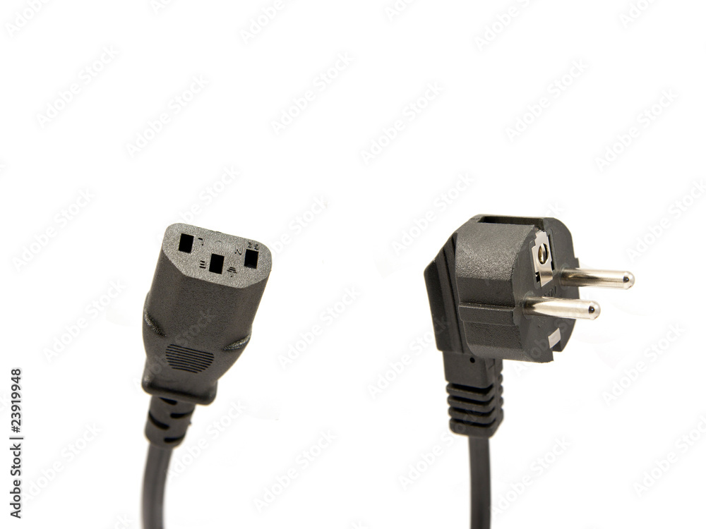 ficha de alimentação corrente electrica em fundo branco ficha de alimentação corrente electrica em fundo branco