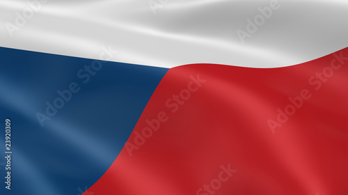 Obraz na plátně Czech flag in the wind