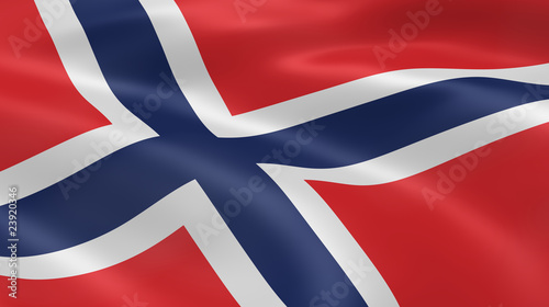Fotografie Norwegian flag in the wind