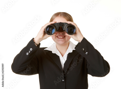 young business woman isolatedwith binoculars