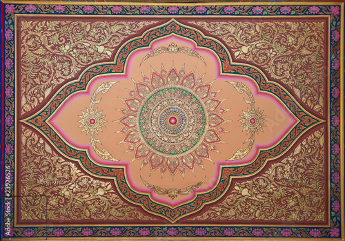 Canvas Print painting on church wall,Wat Phut-Udom,Pathum Thani,Thailand