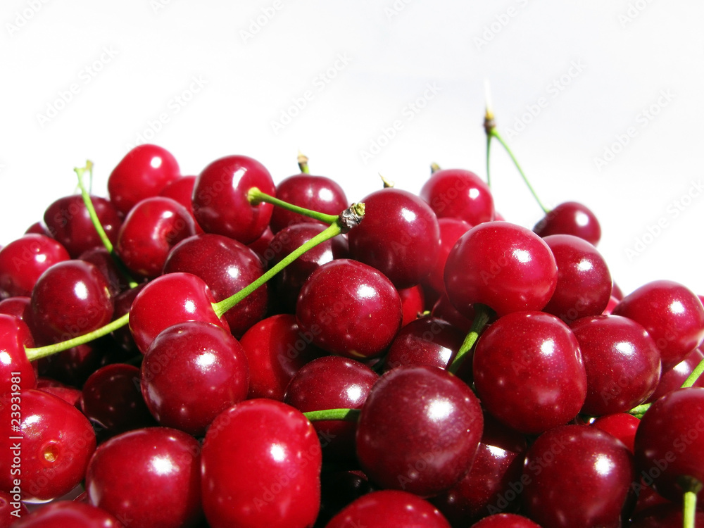 Wonderful red cherries on white background Wonderful red cherries on white background