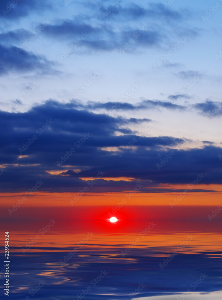 red and blue sundown