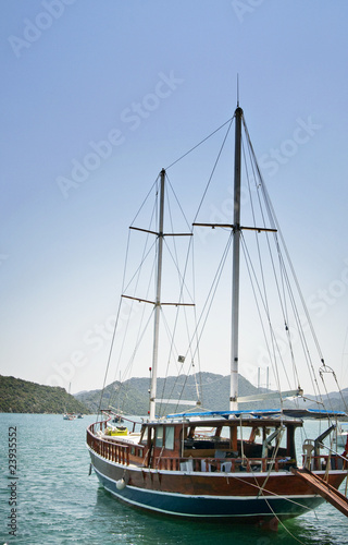 Wonderful yachts in the bay. Turkey. Kekova.