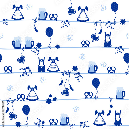 Seamless Pattern Octoberfest Blue/White