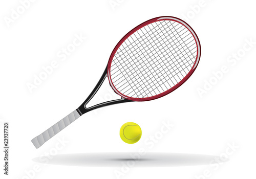 Tennis racket and ball vector illustration