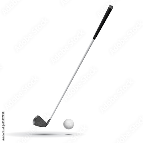 Golf Ball and Club vector illustration, ball is detailed