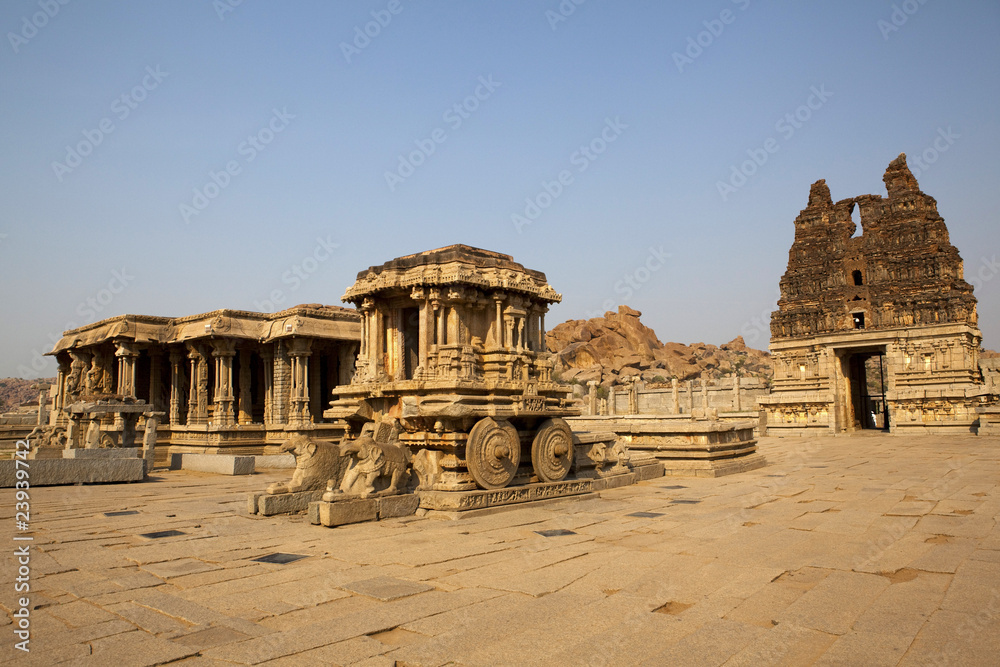 Vittala temple and the stone chariot in hampi
