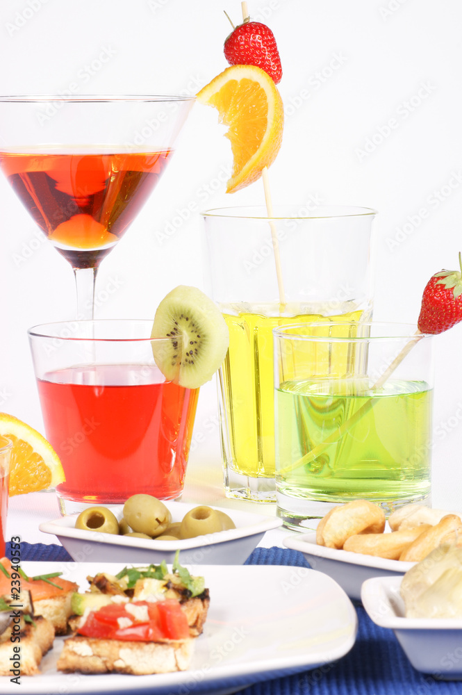 Fototapeta premium Appetizer and colored aperitif drinks