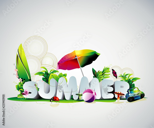 summer 3d text vector