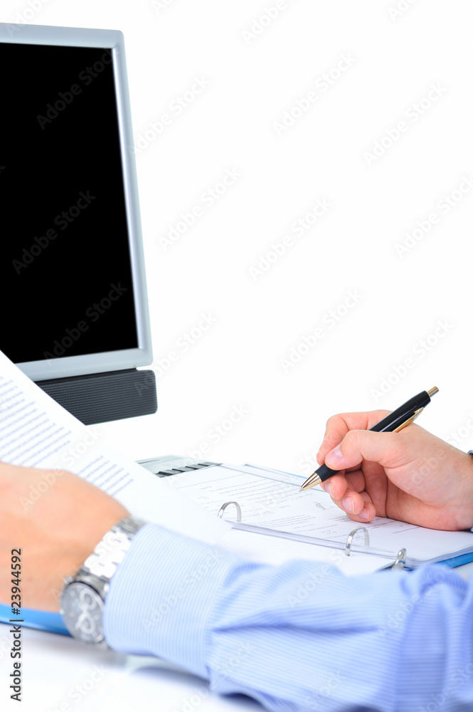 Fototapeta premium Businessman is checking a paperwork