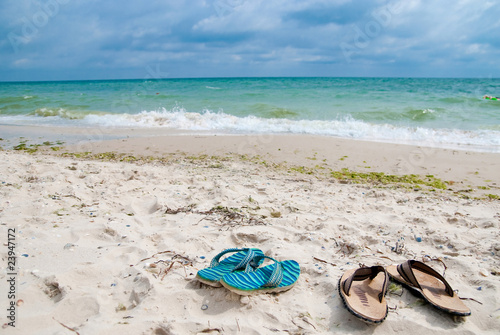 Shoes near sea