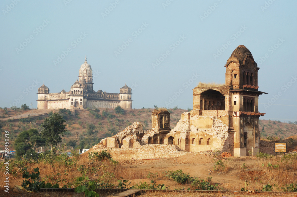 Lakshmi temple and ruins of old fortress at Orcha ,India