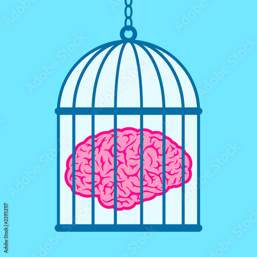 Brain captured in birdcage