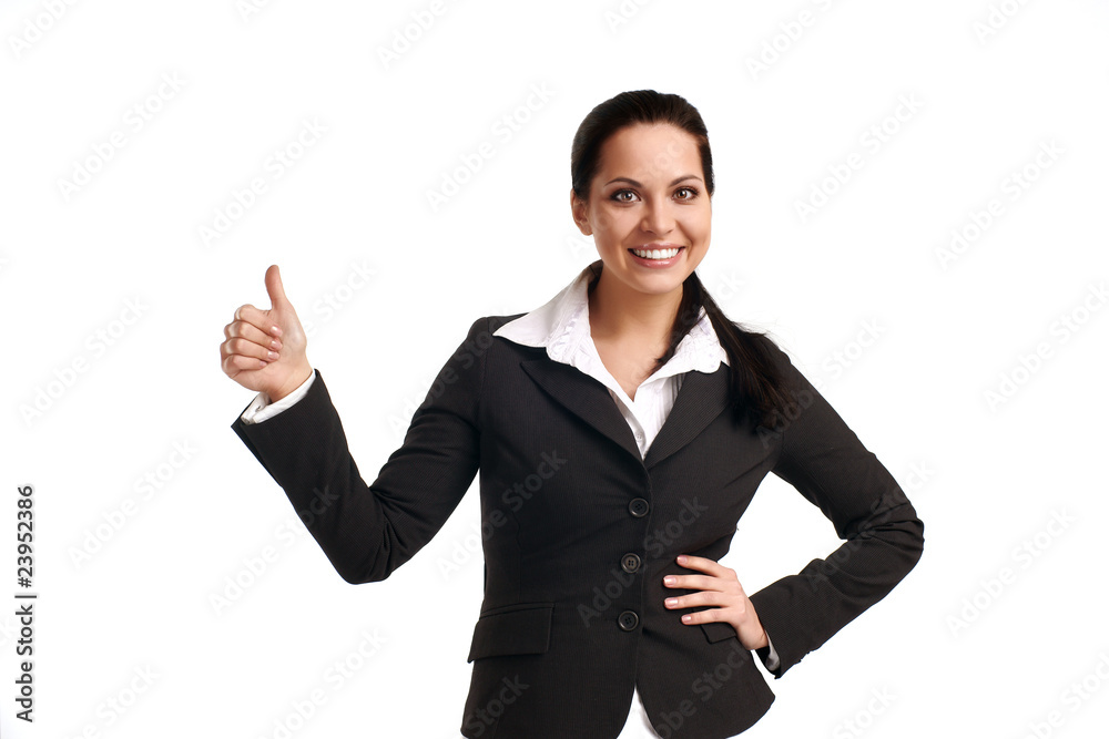 Happy successful businesswoman. Isolated over white background Happy successful businesswoman. Isolated over white background