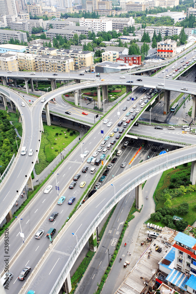 Fototapeta premium overpass and a lot of cars in Hangzhou
