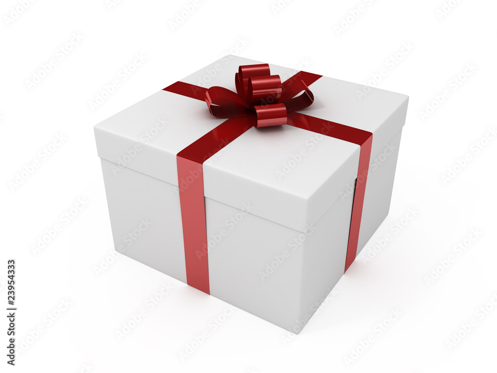 Gift box with red ribbon Gift box with red ribbon
